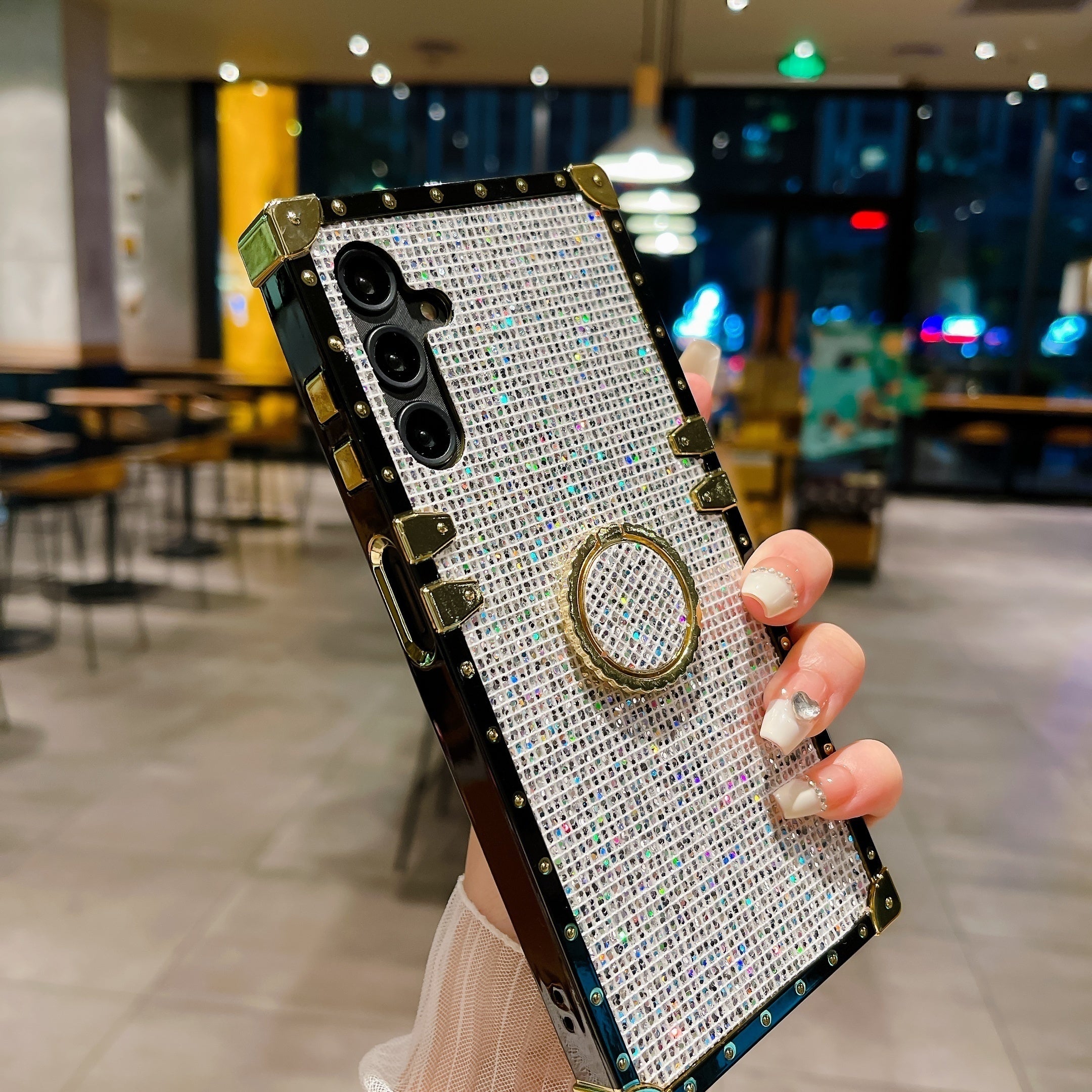 Diamond Studded Phone Case for Samsung Models Durable PC Protective Cover