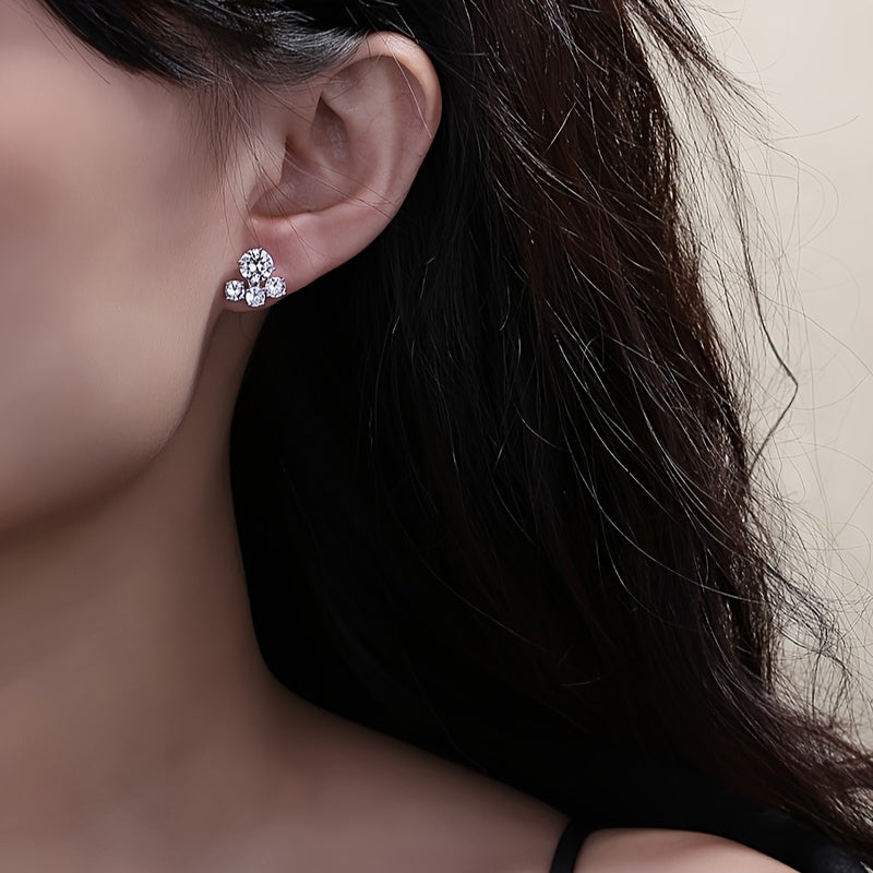 925 Silver Stud Earrings with 2-Carat Mozambique Stone for Women