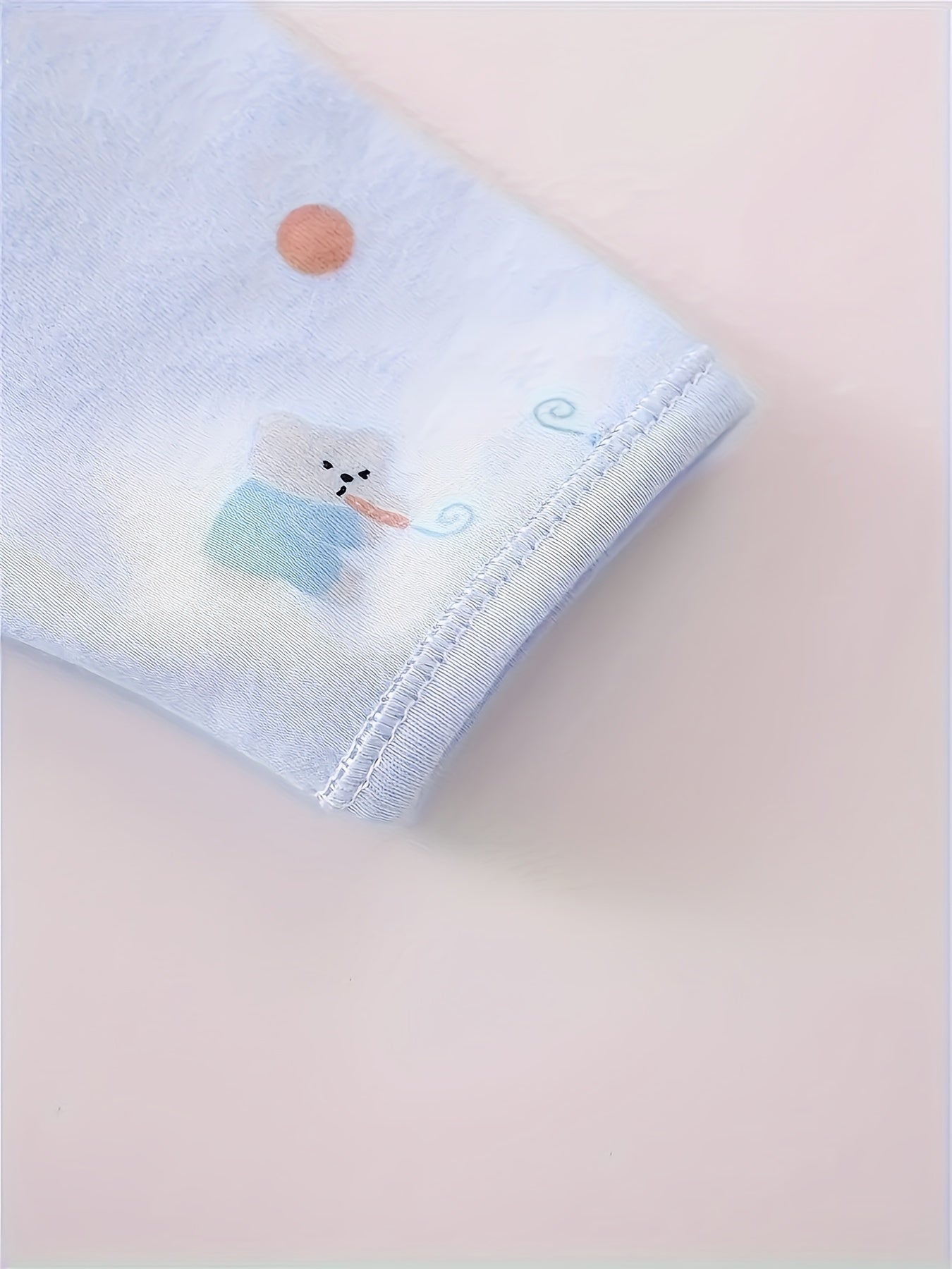 Baby Girl Cotton Clothing Set 7-Piece with Bear and Rabbit Cartoon All Over Print