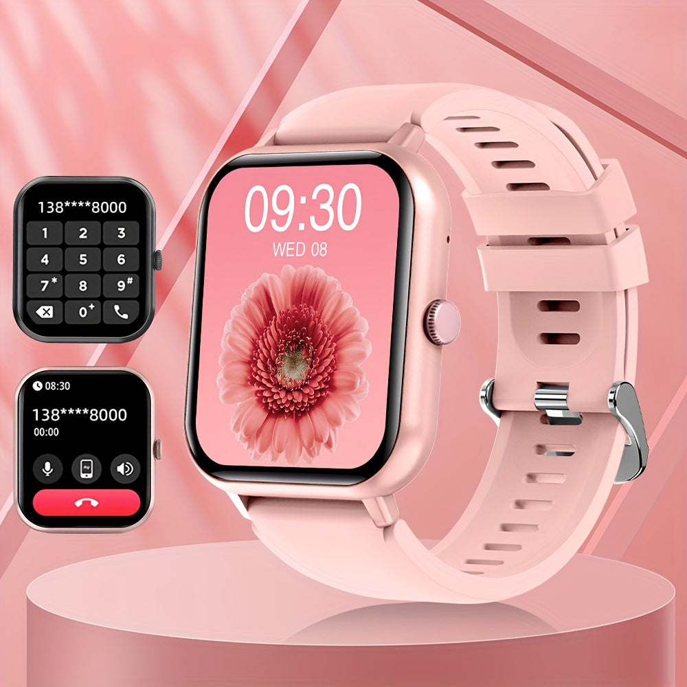 Часы LifeBee Smartwatch для мужчин и женщин - 4,65 см полный сенсорный экран, функция звонка, более 100 режимов упражнений, шагомер, отслеживание расстояния и калорий, USB зарядка, красный, фитнес и мультиспорт