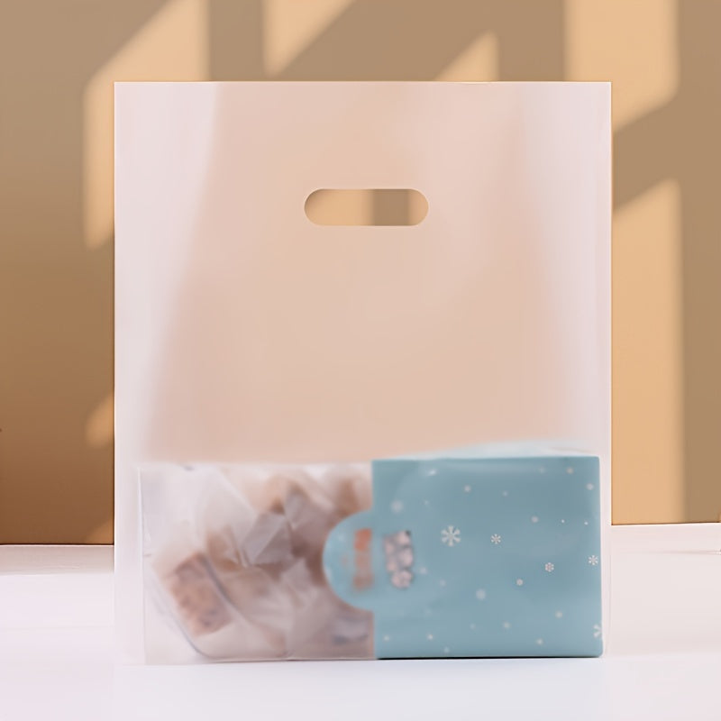 50 Thickened White Daisy Frosted Plastic Gift Bags with Handles Reusable Transparent