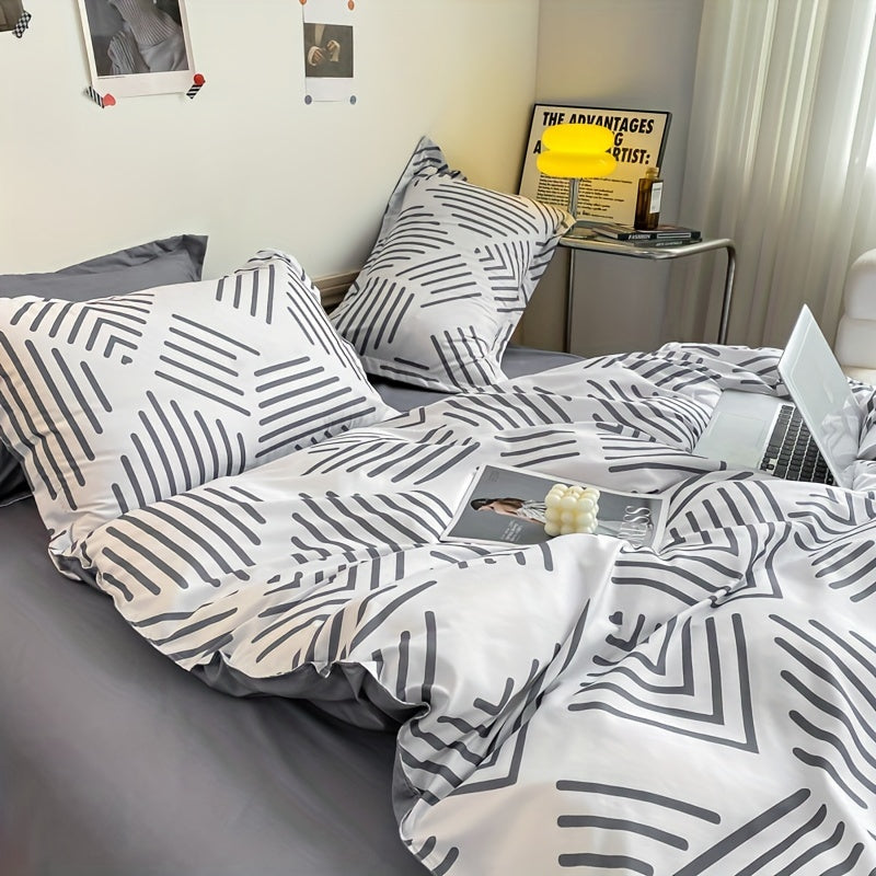 Soft Breathable Geometric Pillowcase with Deep Pockets for All Seasons