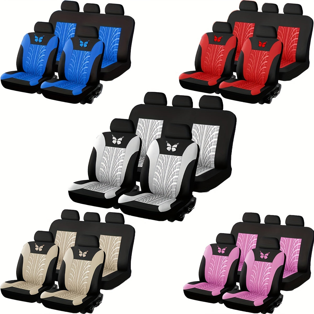 Universal Car Seat Cover 9-Piece Set for 5 Seats Breathable Fabric