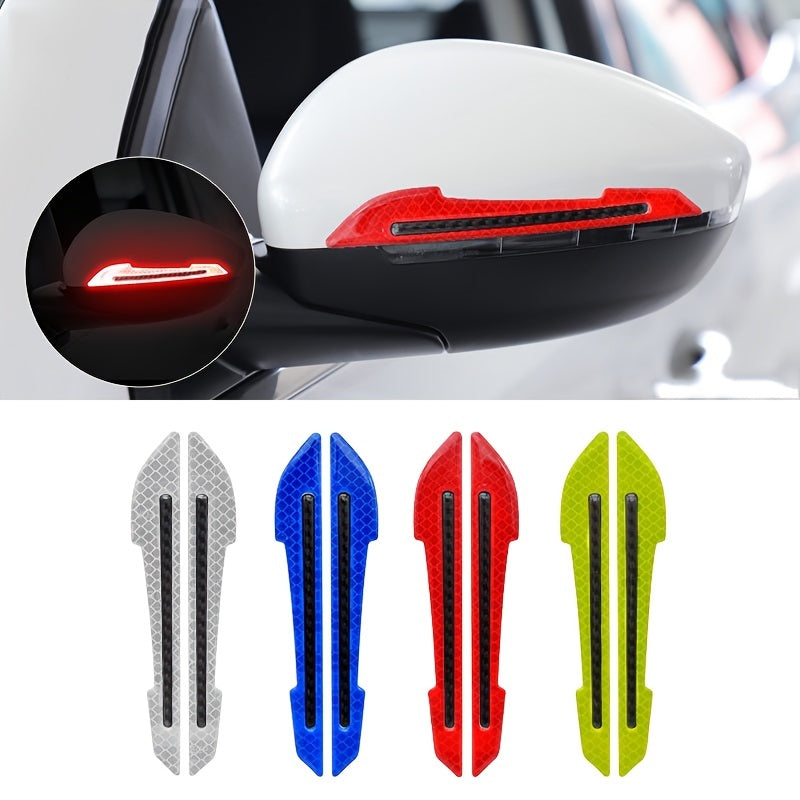 Pairs Reflective Car Rearview Mirror Safety Warning Stickers Auto Film Strips in Red White Blue Green