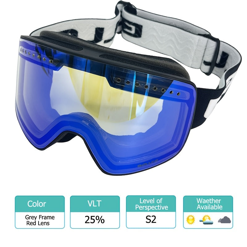 Adult Ski Goggles Mirrored Double Layer Lens TPU Frame for Snowboarding and Ice Skating