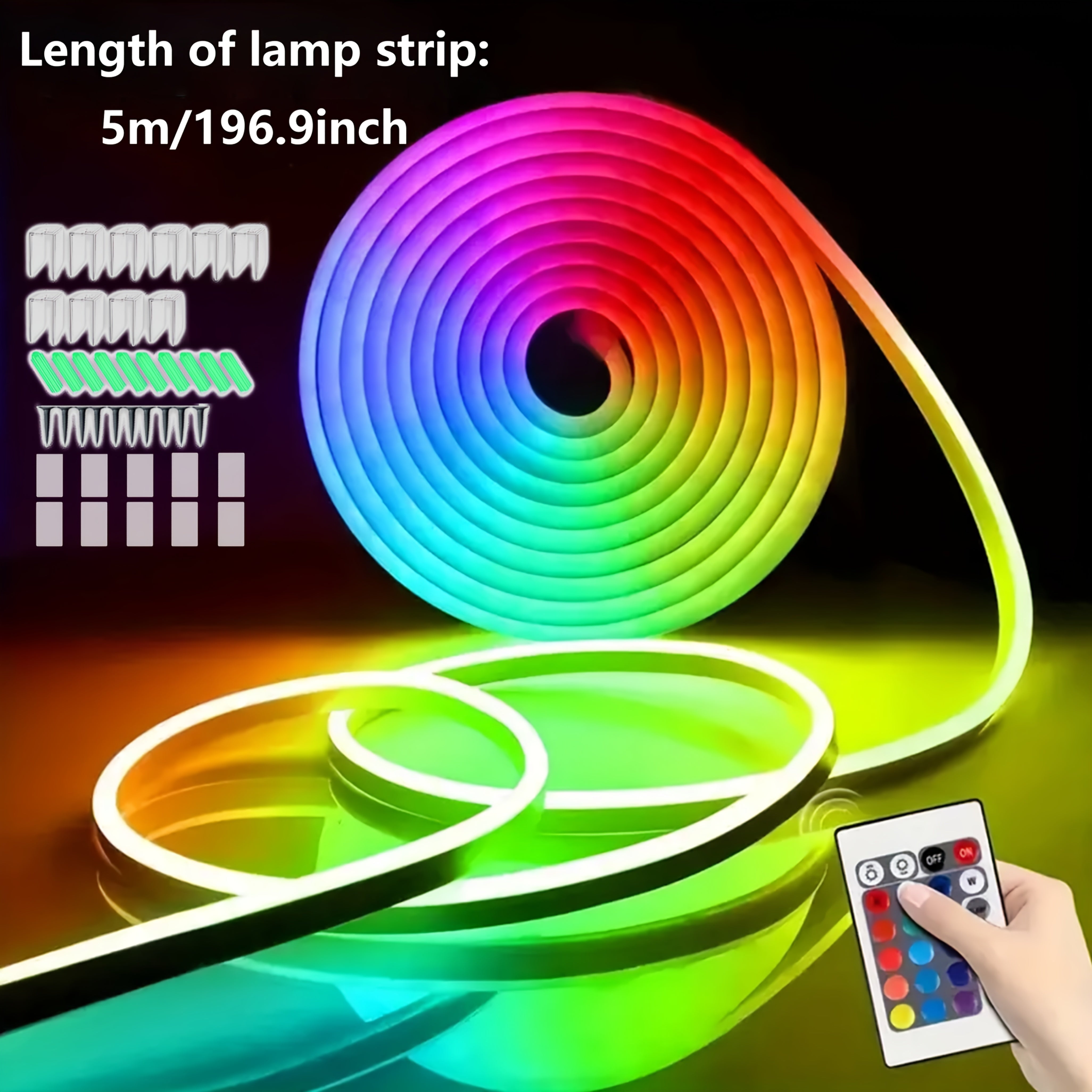 RGB Neon Light Strip USB Powered Remote Control Multicolor for Parties Holidays and Valentine's Day