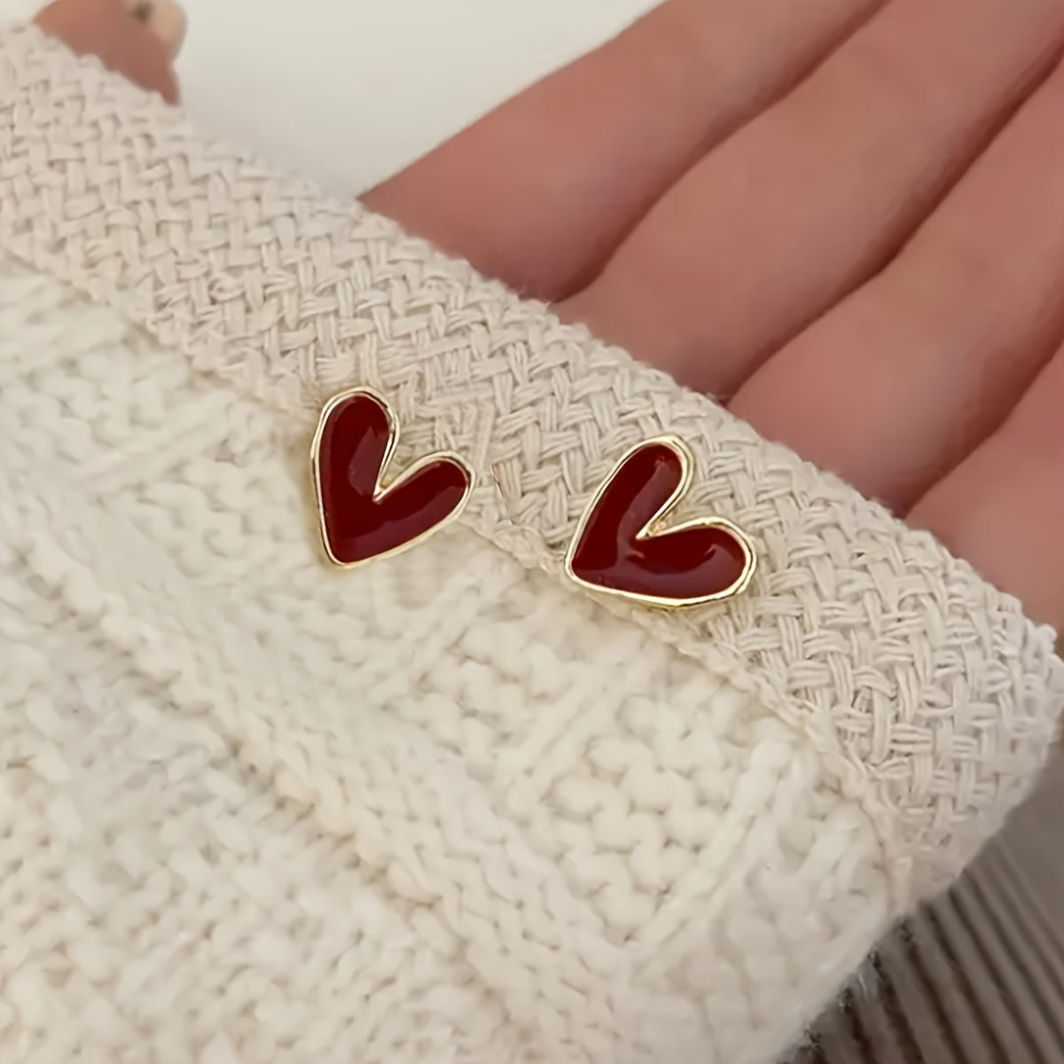 Women's Red Heart Stud Earrings Zinc Alloy Casual Jewelry