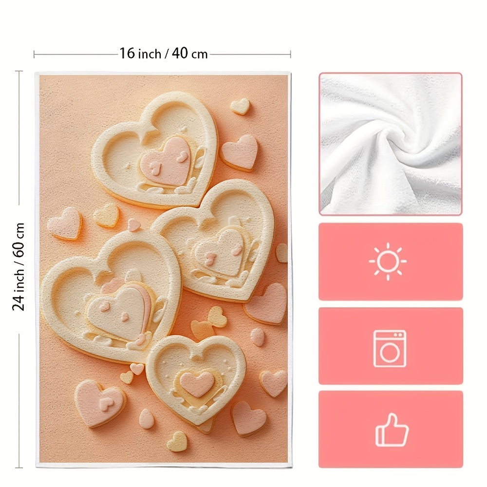 Set of 2 Ultra-Soft Kitchen Towels and Love-Themed Cookie Cutters