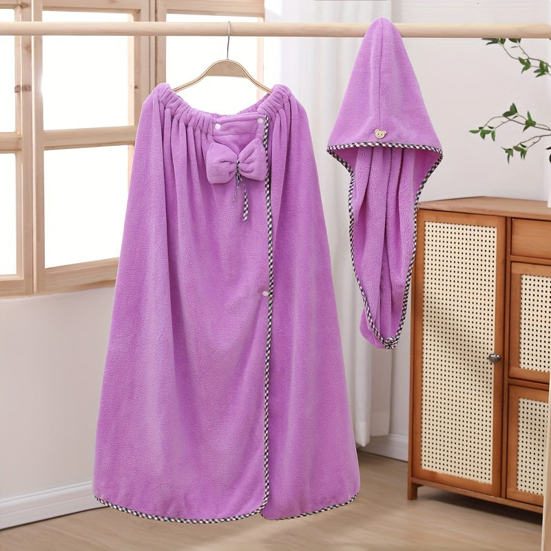 Set of 2 Women's Bath Towels with Hair Drying Towel, Soft, Absorbent, Adjustable for Sauna Beach Pool Home