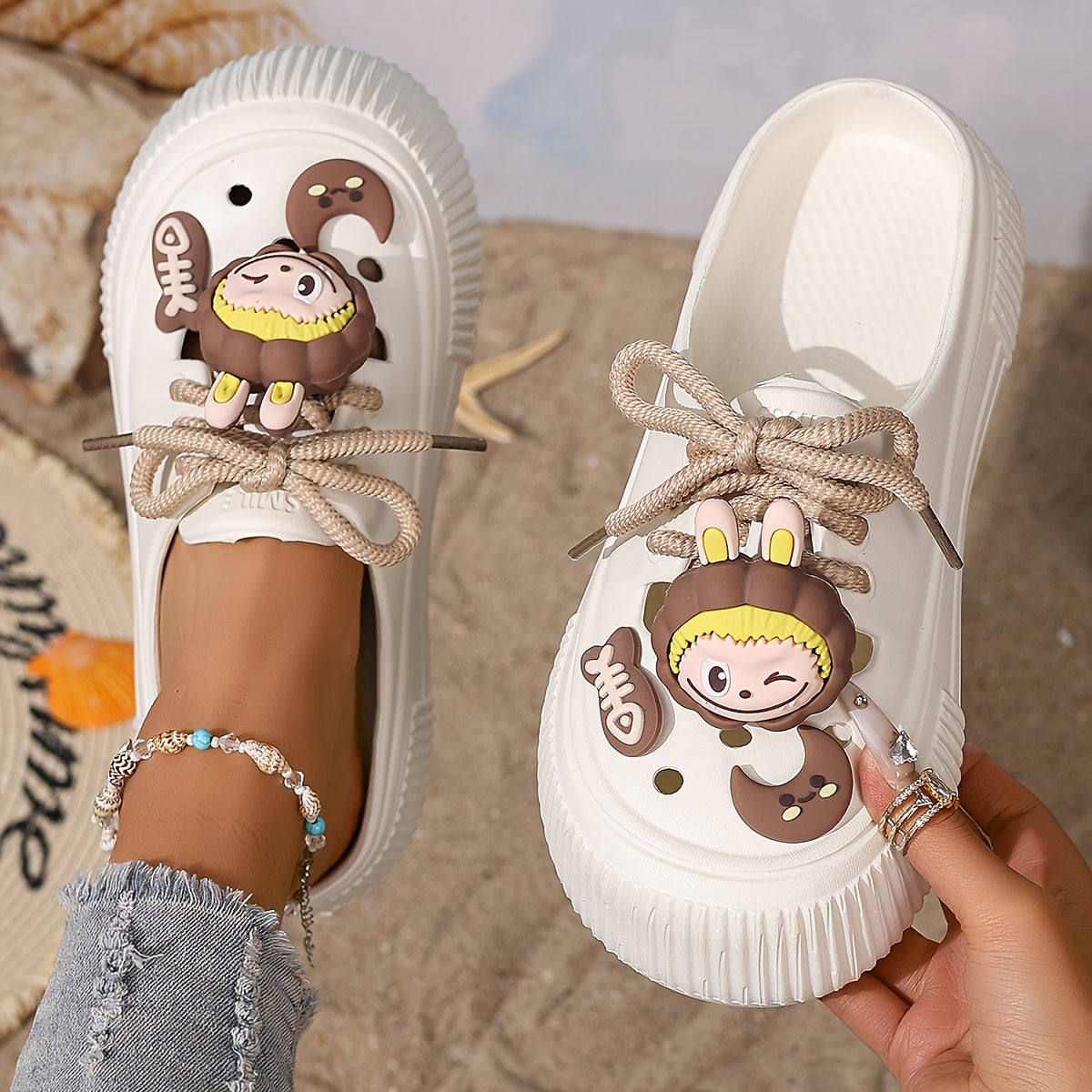 Women's Cartoon Bear Platform Sandals Soft EVA Slip-Ons Indoor Outdoor