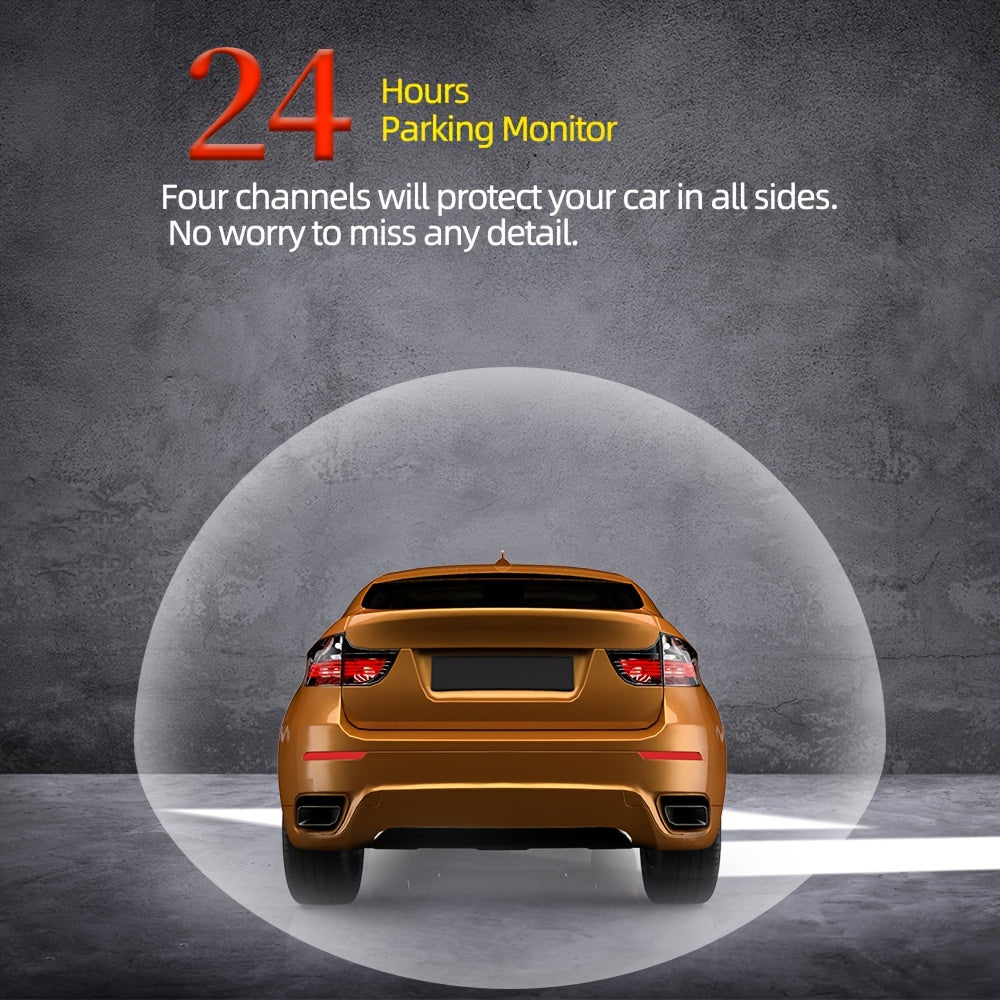 Wireless 4-Channel GPS Dash Cam with 24-Hour Parking Mode and 360° Recording