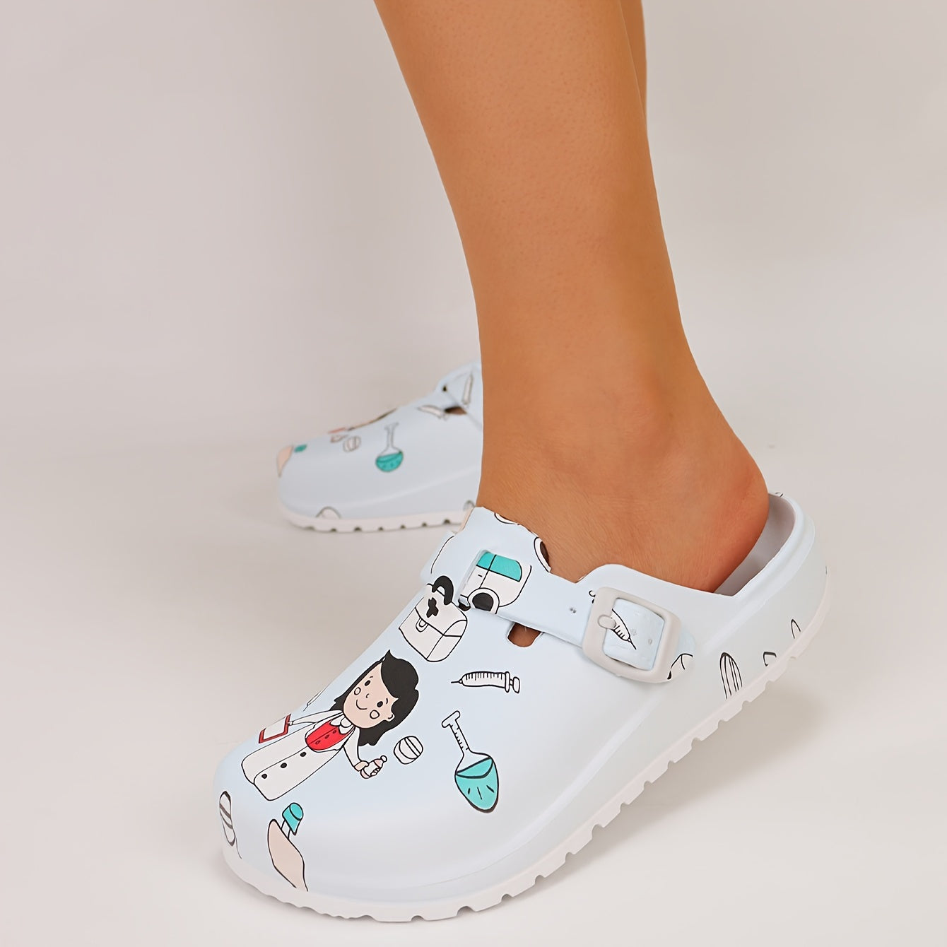 Zapatillas tipo enfermera de dibujos animados, casuales, de EVA, para interior, confort durante todas las estaciones