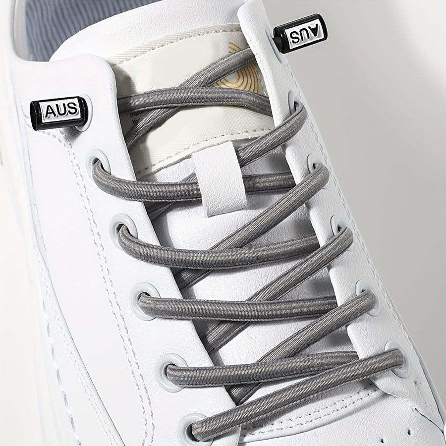 Unisex Elastic No-Tie Shoelaces with Metal Buckles for Sports and Outdoor Activities