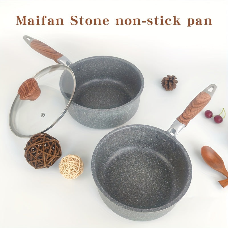 Aluminum Soup and Milk Pot with Glass Lid Non-Stick Easy to Clean for Omelets Soups Noodles