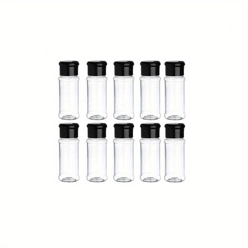 10 piezas de botellas de plástico PET transparente de 100ml para condimentos de pimienta, comino, chile en polvo