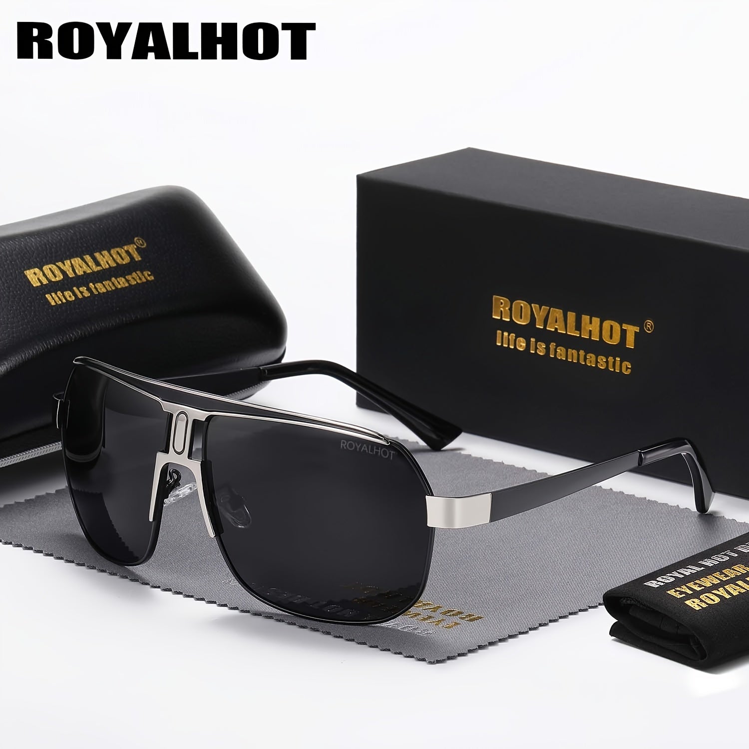 Men Women Polarized Alloy Square Oversized Sunglasses Driving Shades