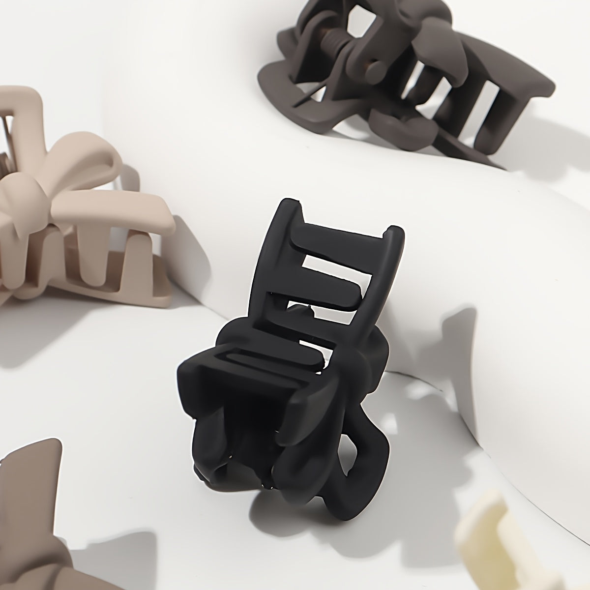 Set of 5 Small Frosted Black Bow Hair Clips for Princess Hairstyles