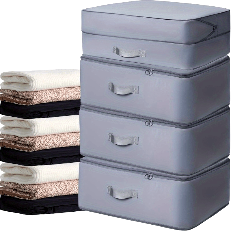 Large Gray Compression Storage Bags 4 Pack Space-Saving Organizer for Clothes Bedding