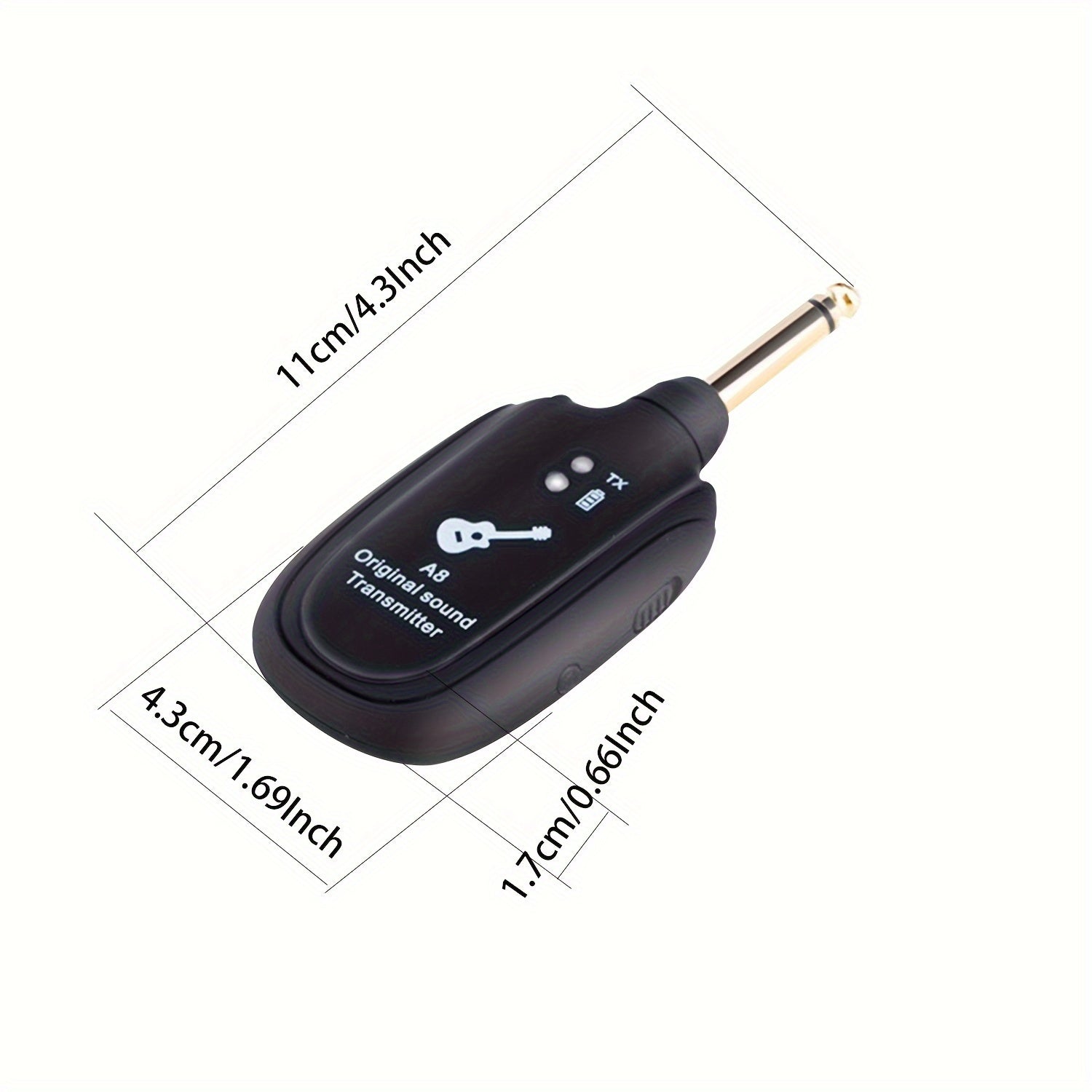 Wireless Audio Transmitter for Electric Guitar Bass Wind Instruments USB Charging Black