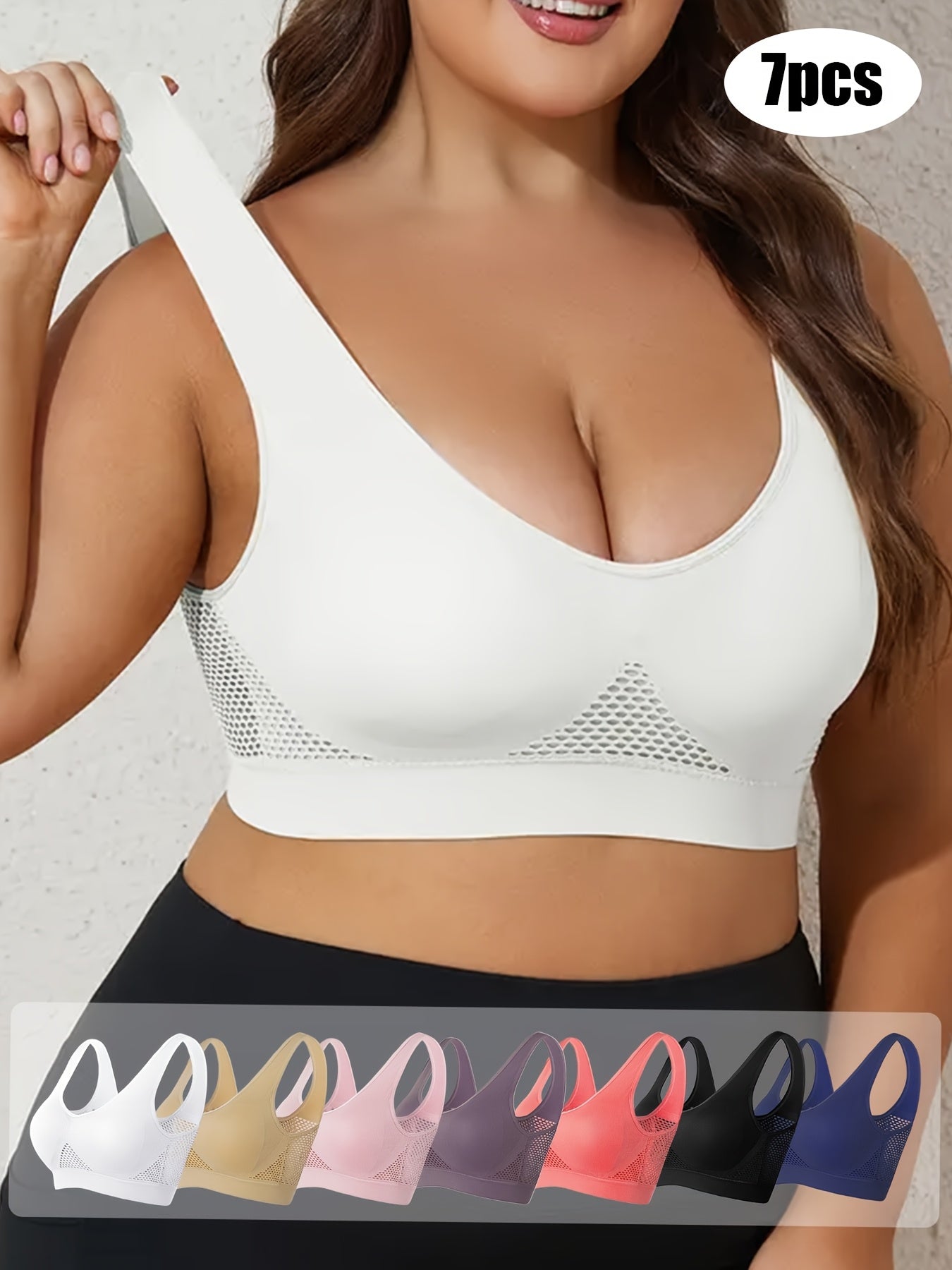 Women's Sports Bra Set 7Pcs Mesh Breathable High Support for Yoga Running