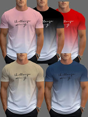 Men's 5-Pack Ombre Crew Neck T-Shirts Polyester Spandex Casual Regular Fit
