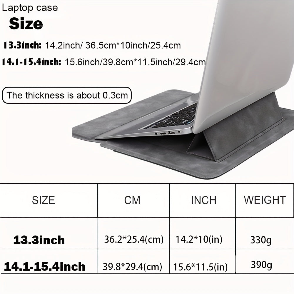 Leather Laptop Sleeve with Stand Water-Resistant for 13.3 and 14.1 Inch Notebooks Green Khaki Dark Grey Light Grey Navy Blue