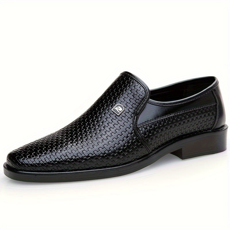 Men's Business Casual Loafers Slip-On Dress Shoes PU Upper Round Toe Flats All-Season