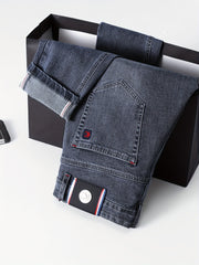 Мужские узкие джинсы с эластаном в синем сером дениме для осени и зимы, повседневные, полупраздничные