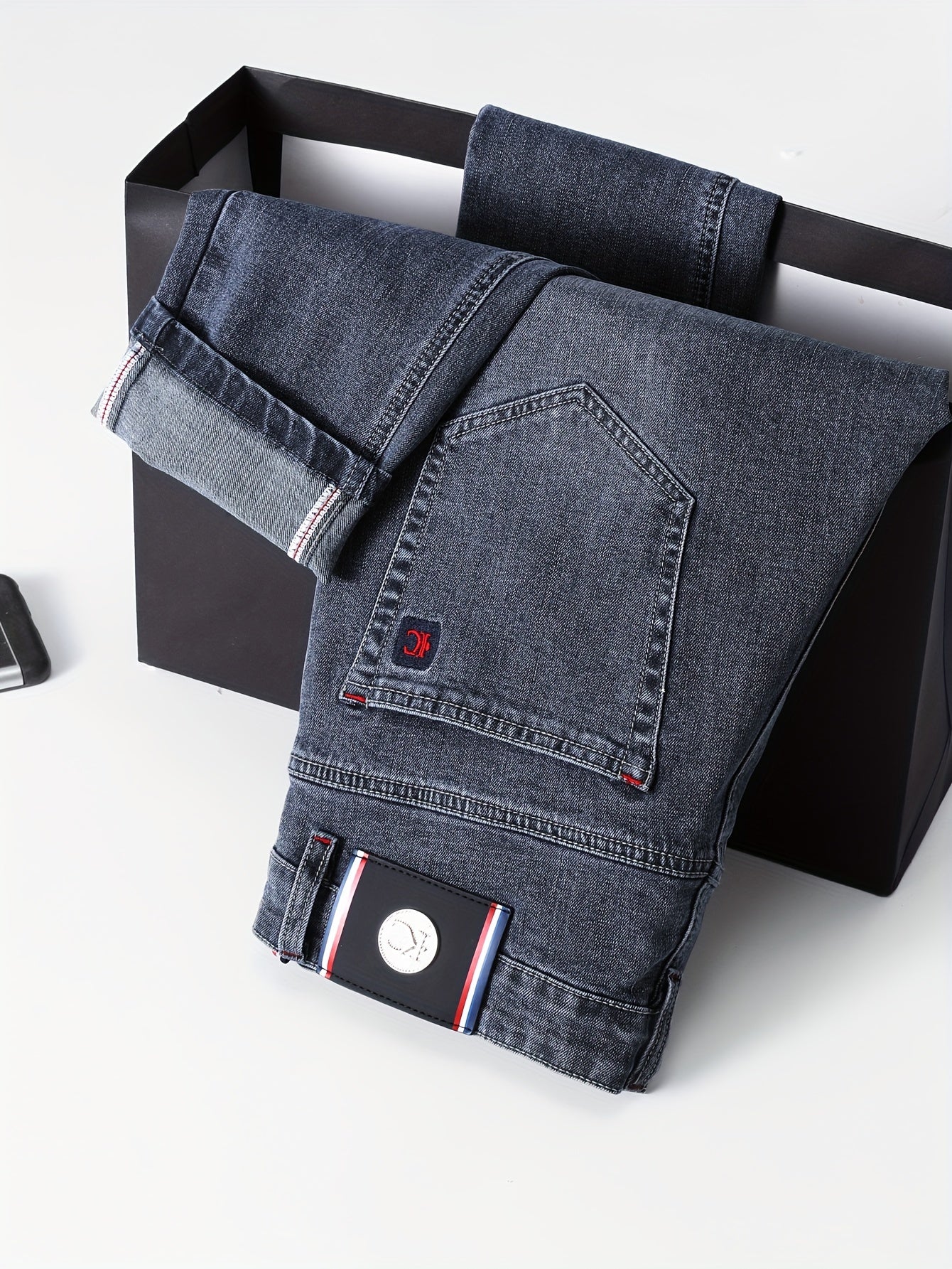 Мужские узкие джинсы с эластаном в синем сером дениме для осени и зимы, повседневные, полупраздничные