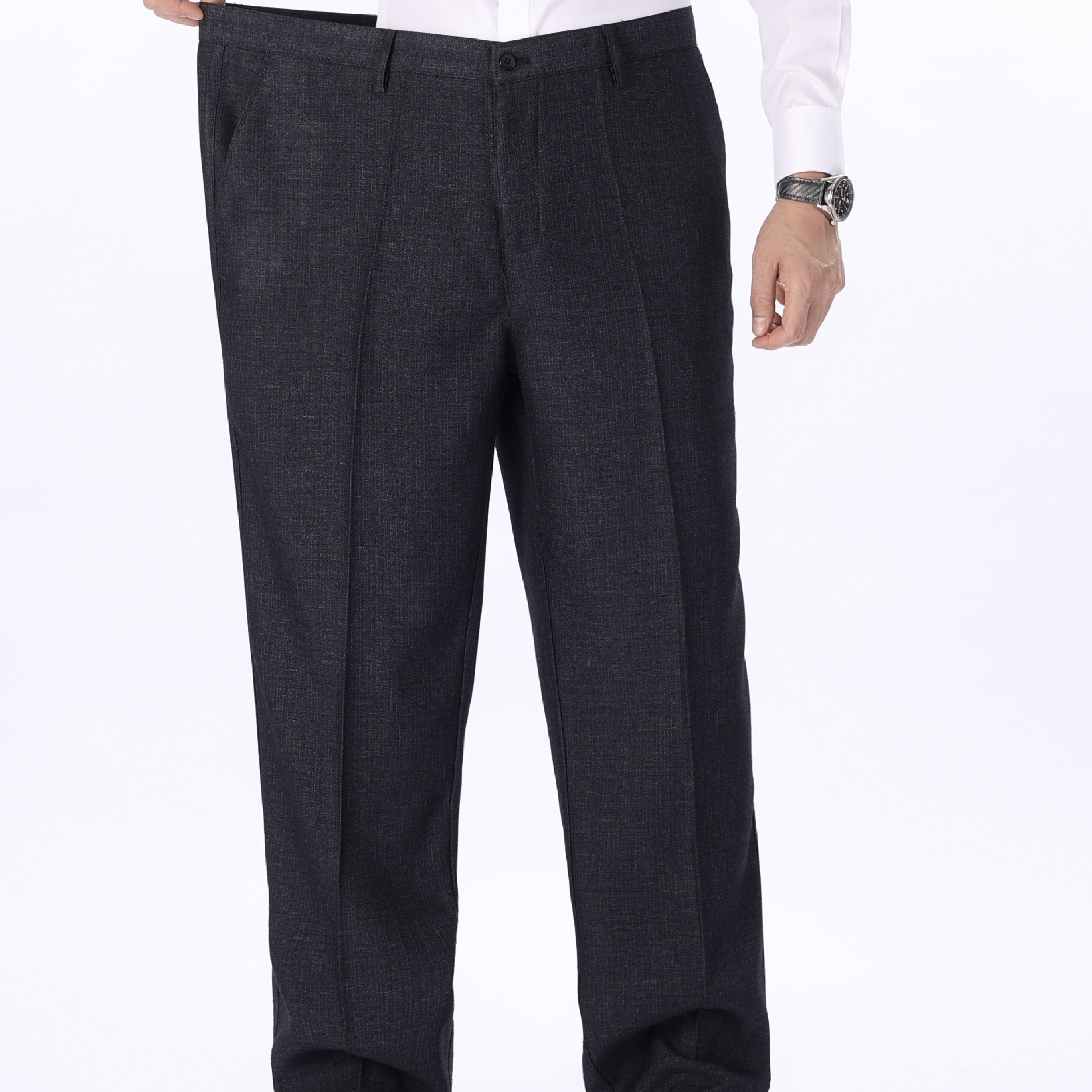 Men's Plus Size Solid Color Casual Dress Pants Regular Fit Polyester All Season