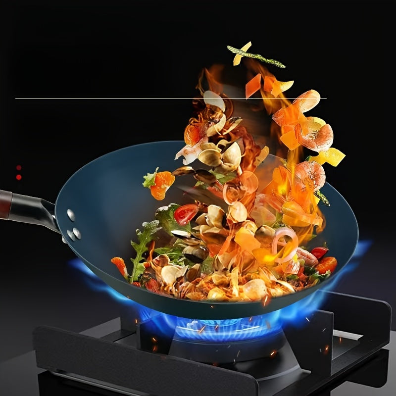 Cast Iron Wok for Gas Stove Handmade Non-Stick Coating-Free Cooking Pan