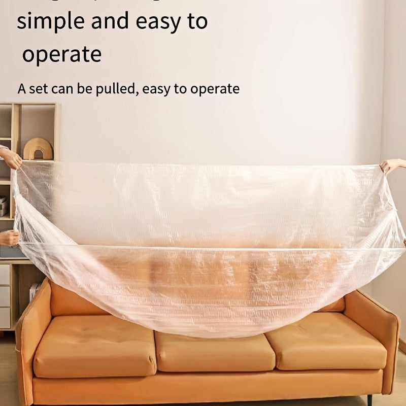 Водонепроницаемые прозрачные пластиковые чехлы различных размеров (3,1 м, 4,7 м, 3,89 м) для защиты мебели и бытовой техники дома или на улице.