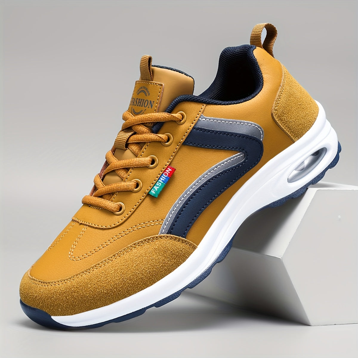 Men's Breathable Casual Sneakers with Non-Slip Rubber Soles and Lace-Up Closure