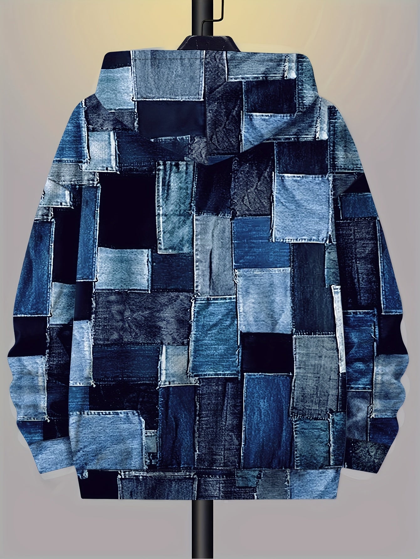 Plus Size Hooded Zip-Up Cardigan with Print Polyester Knit for All Seasons