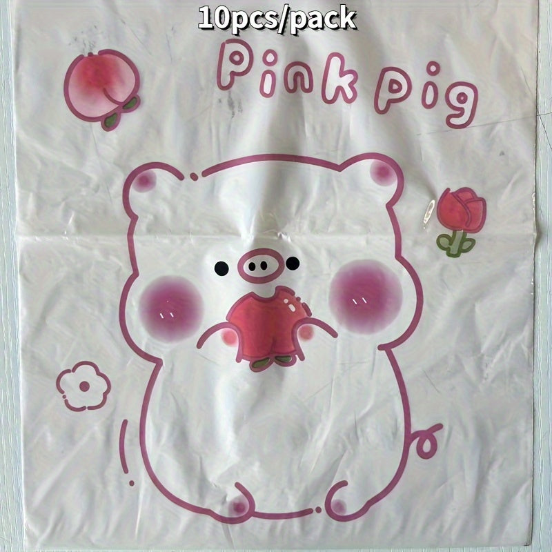 Set of 10 Mini Adhesive Trash Bags for Car Office Home with Cartoon Designs