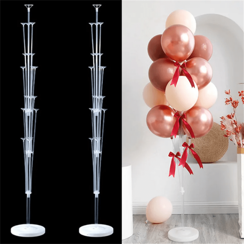 Giant Balloon Column Stands for Weddings and Parties 51/63 Inch White Plastic Set of Two