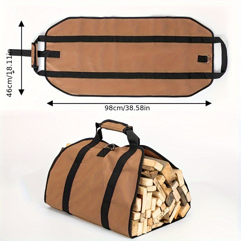 Portable Firewood Carrier Bag Heavy-Duty Storage Tote for Camping and Home