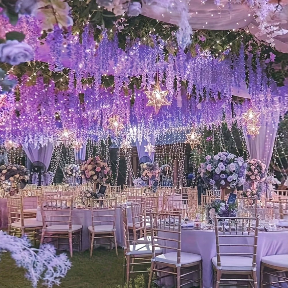 Artificial Wisteria Garland 10 Pack Indoor Outdoor Decor Plastic for Weddings Engagements