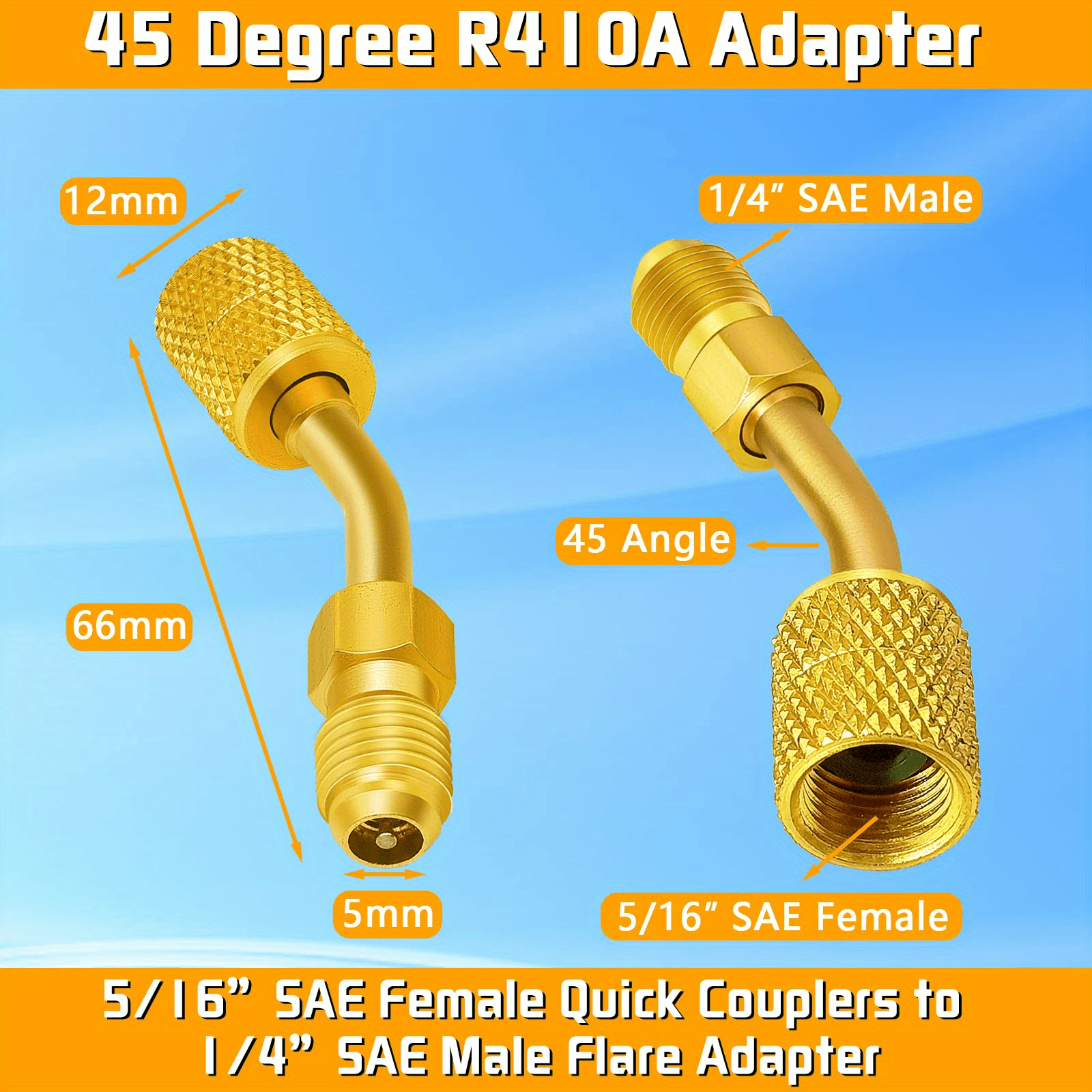 R410 Refrigerant Conversion Head Adapter 1/4 to 5/16 Copper Fitting