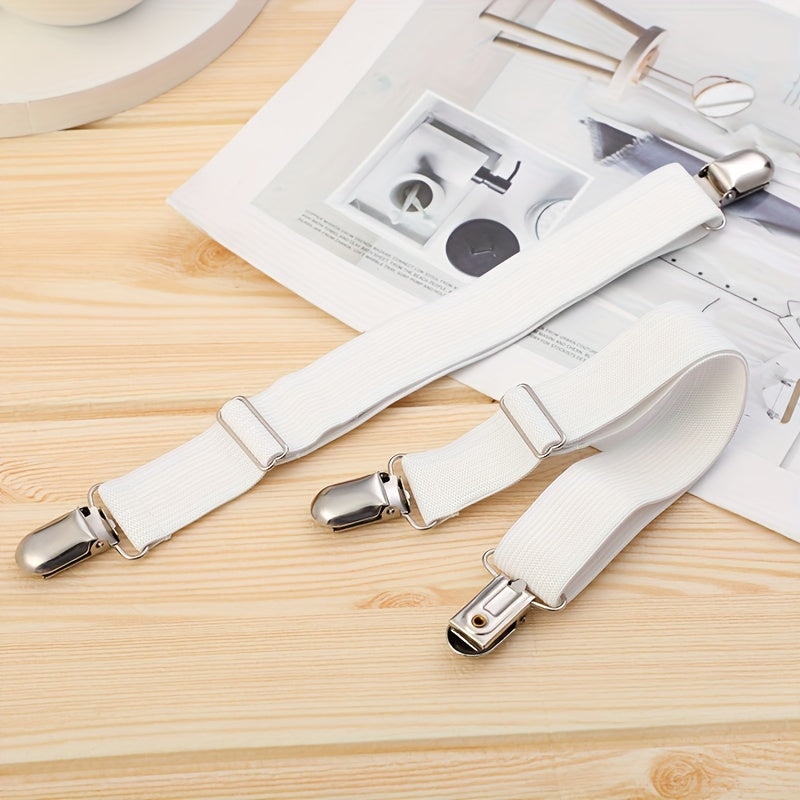White Adjustable Bed Sheet Clips Set of 4 Non-Slip Sofa Bedding Grippers