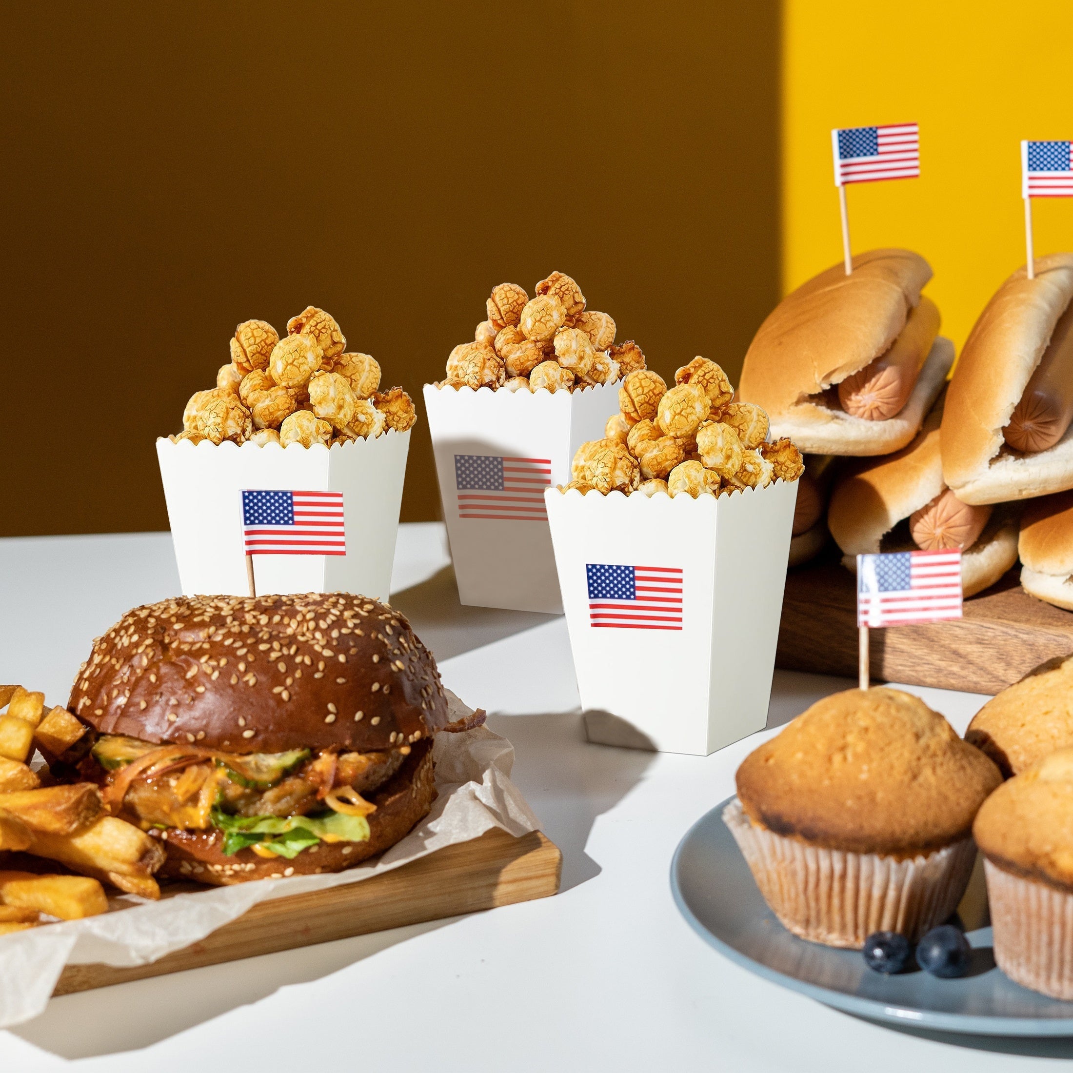 Set de 48 cajas de palomitas de maíz blancas mini para bodas, fiestas y meriendas de cine