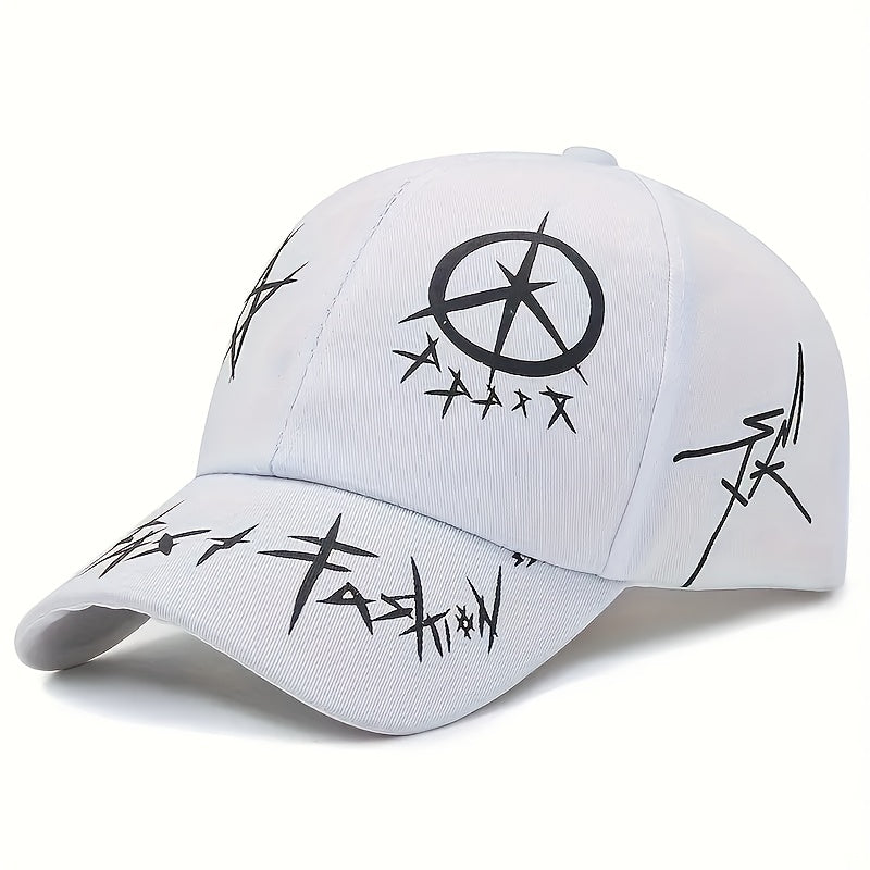 Gorra snapback de algodón con diseño de estrella y círculo y costuras en bloques de color para uso casual