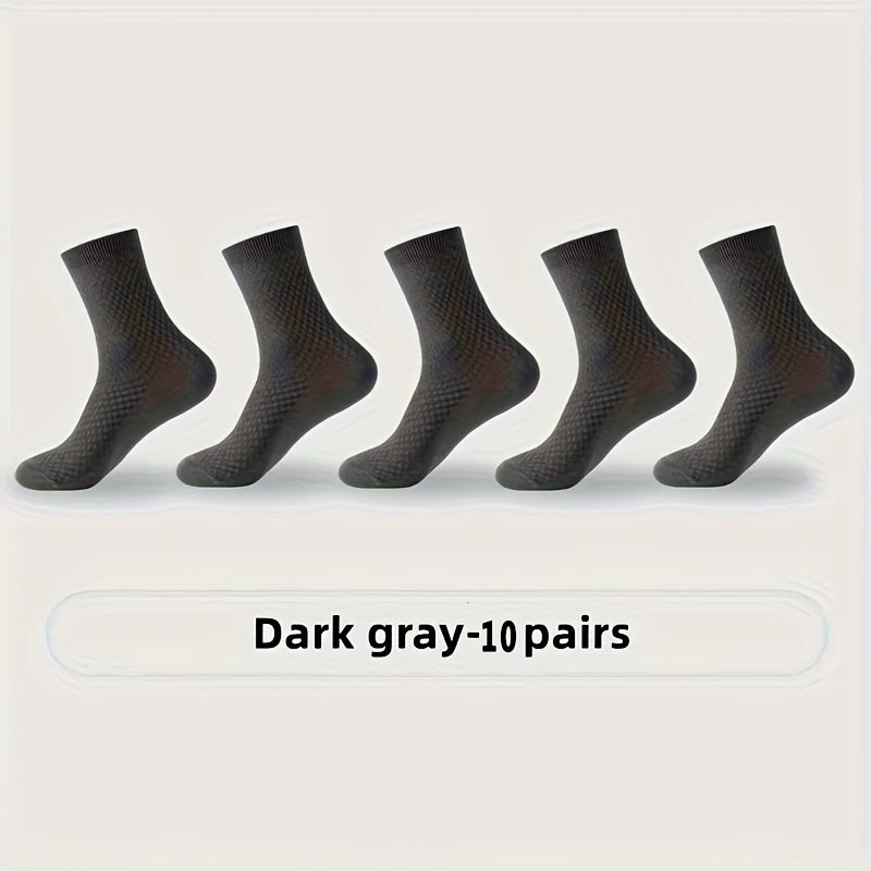 Men's Bamboo Fiber Crew Socks 10 Pack Breathable Comfortable Casual Business