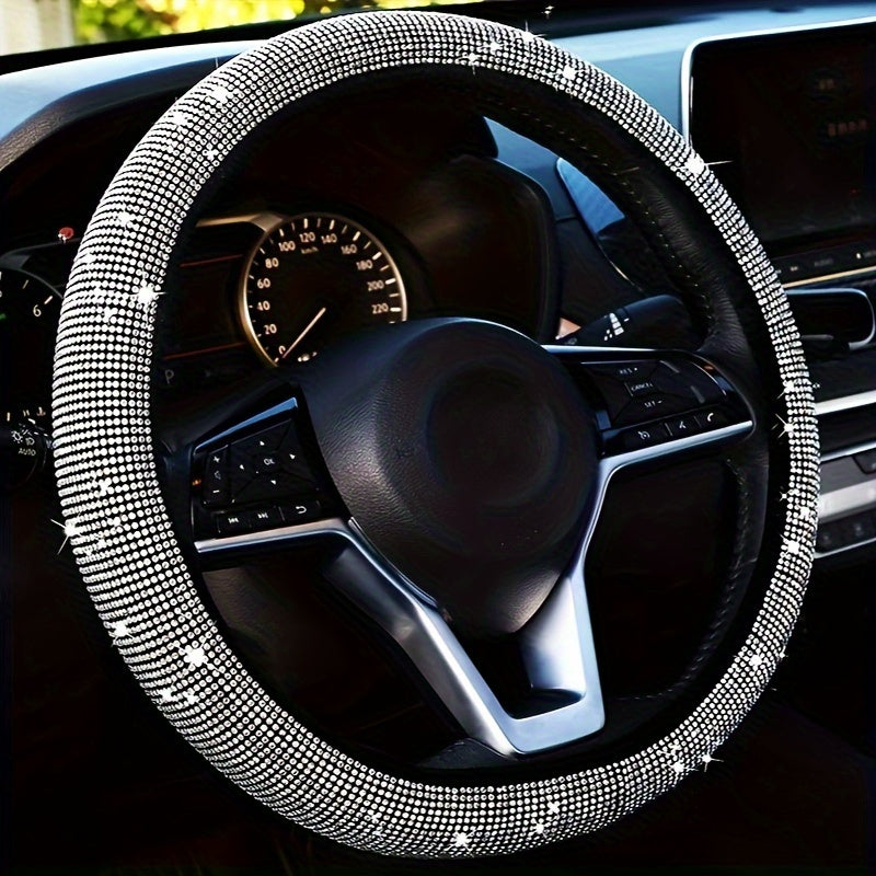 Bling Car Steering Wheel Cover Stretch Spandex Ko'pchilik transport vositalariga mos keladi, ichki halqa yo'q