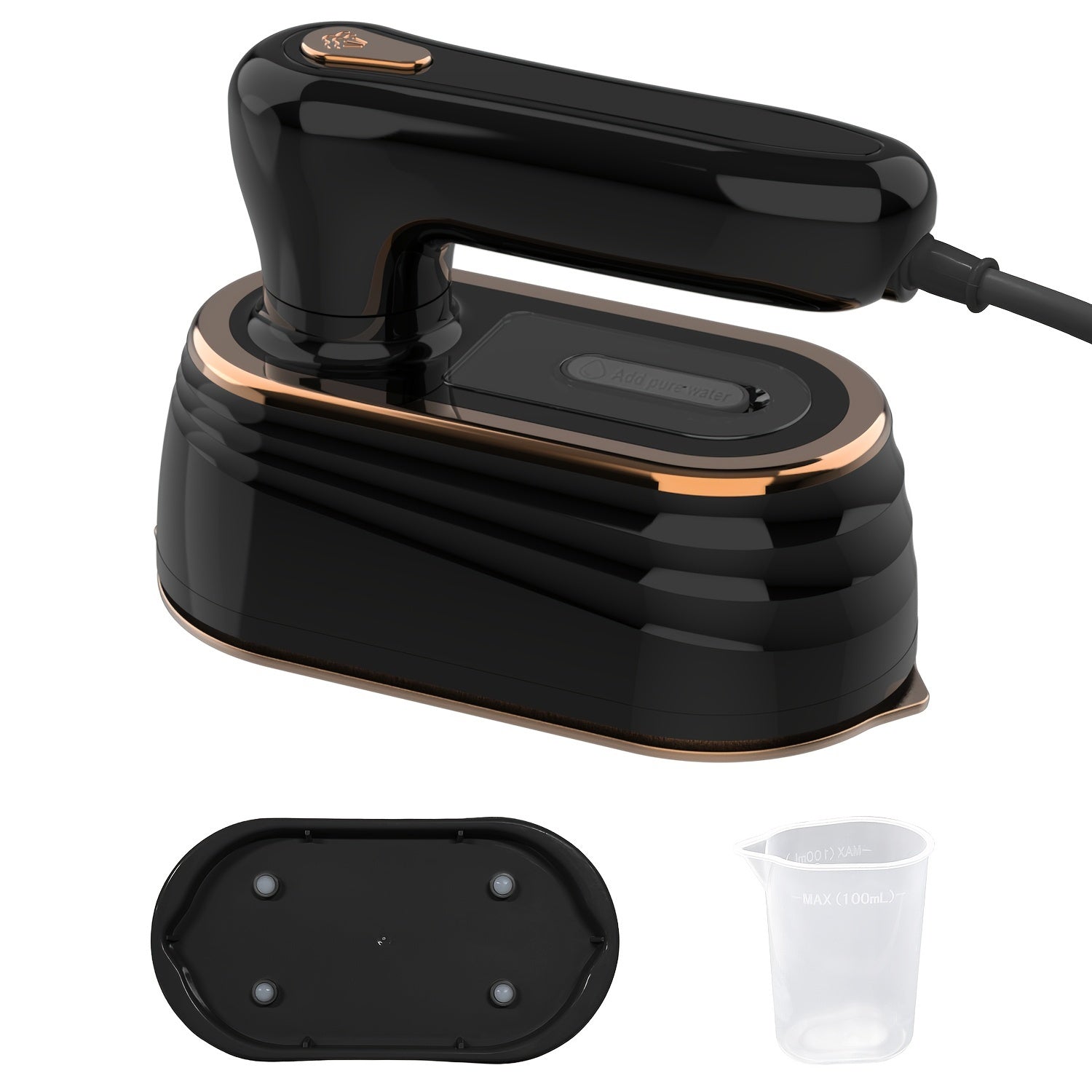 Black and White Handheld Garment Steamer 1200W with Large Soleplate for Home Travel