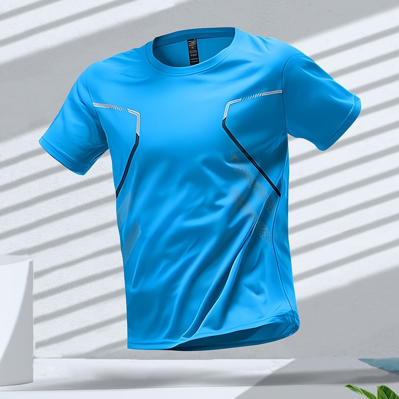 Men's Quick-Dry Athletic T-Shirt with Gradient Design for Gym Running and Sports