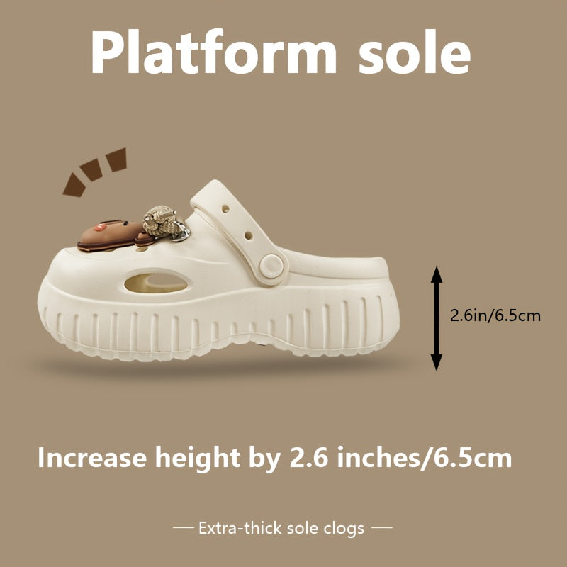 Women's EVA Clogs With Cartoon Capybara Pattern Slip-On Beach Shoes