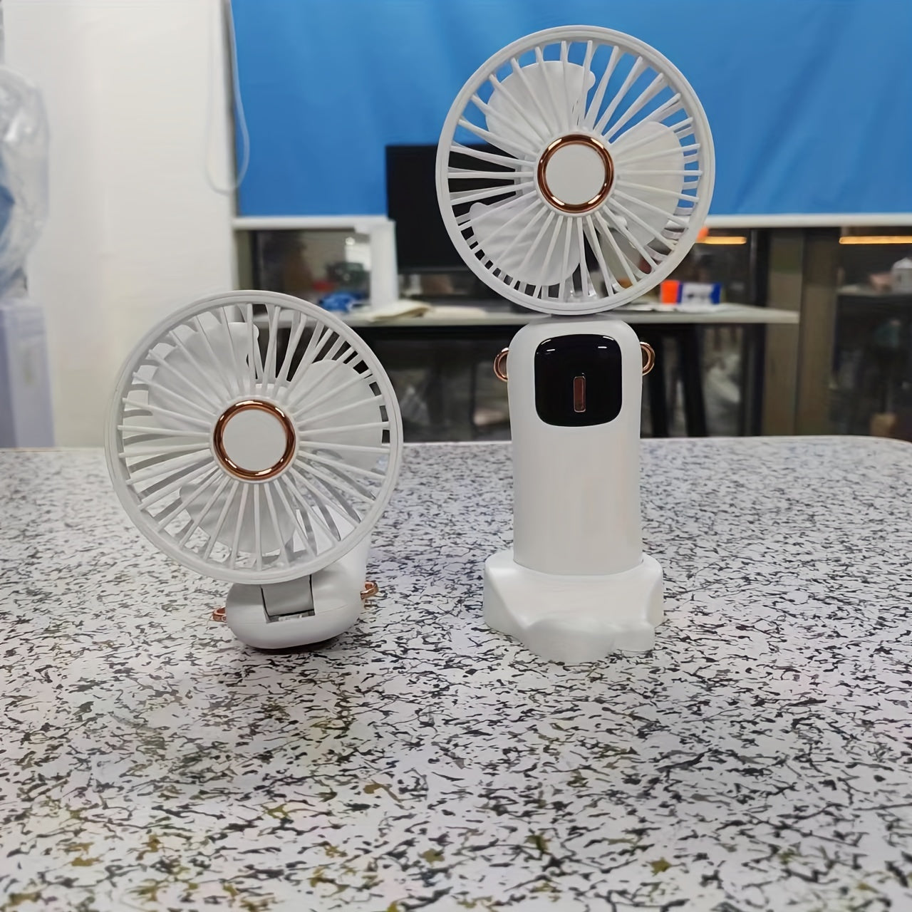 Rechargeable Handheld Fan with 5 Speeds, LED Display, Foldable, Portable