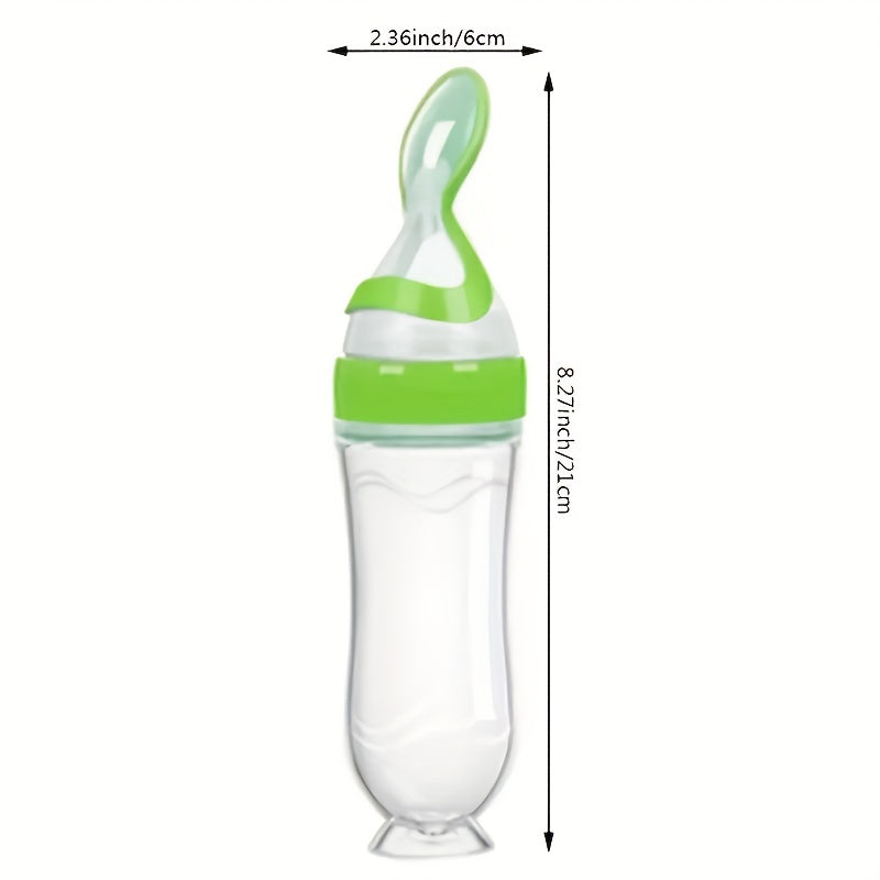 Silicone Baby Feeding Bottle with Spoon for Infants and Toddlers