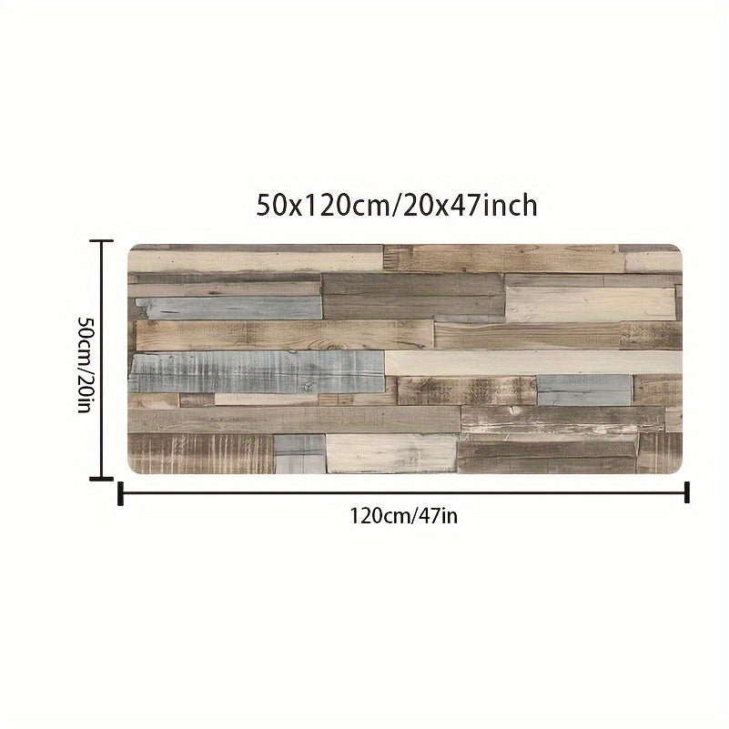 Anti-Skid Water-Absorbing Kitchen Mat with Wood Grain Pattern for Indoor Use